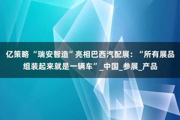 亿策略 “瑞安智造”亮相巴西汽配展：“所有展品组装起来就是一辆车”_中国_参展_产品