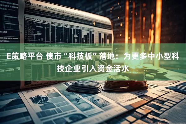 E策略平台 债市“科技板”落地：为更多中小型科技企业引入资金活水