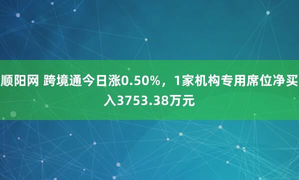 顺阳网 跨境通今日涨0.50%，1家机构专用席位净买入3753.38万元