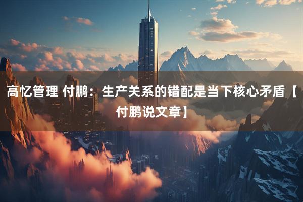 高忆管理 付鹏：生产关系的错配是当下核心矛盾【付鹏说文章】