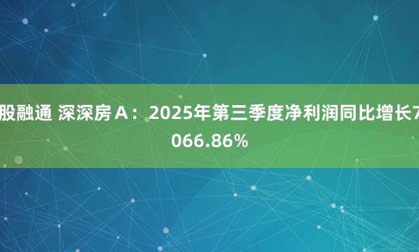 股融通 深深房Ａ：2025年第三季度净利润同比增长7066.86%