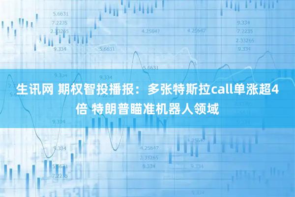 生讯网 期权智投播报：多张特斯拉call单涨超4倍 特朗普瞄准机器人领域
